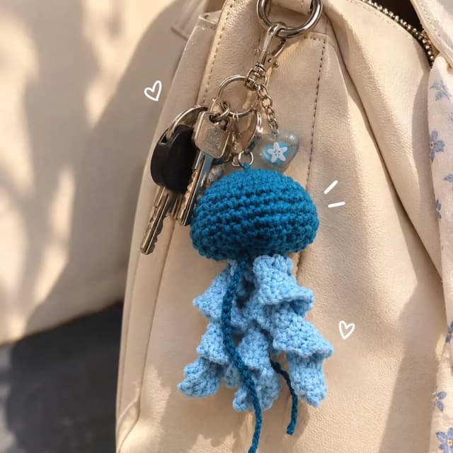 Crochet Jellyfish Bag Charm